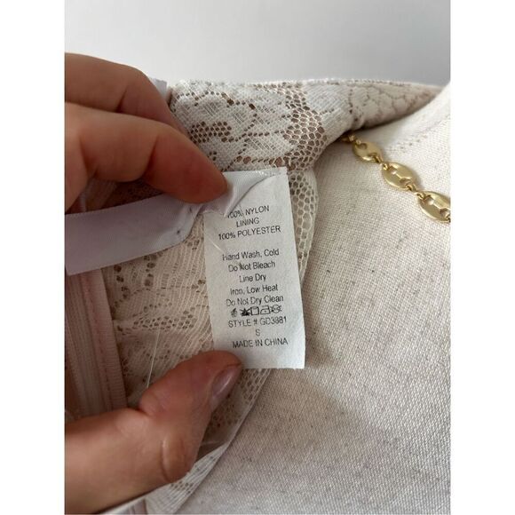 Lace white tan dress size small - Picture 4 of 6